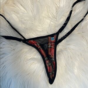 Microminimus Plaid Black and Red Women's Thong Bikini Bottom
